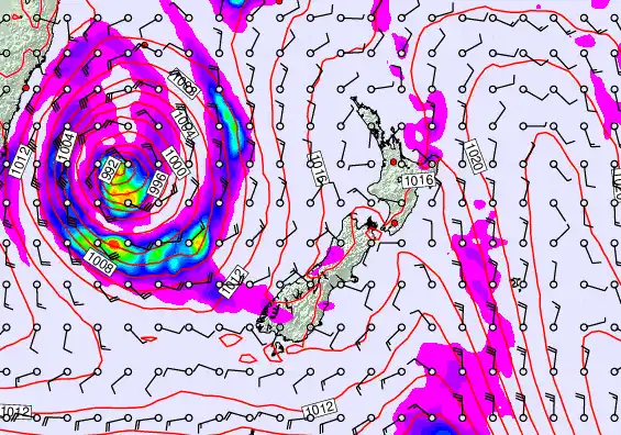New Zealand forecast chart for Saturday, March 28th, 2026 at 6:00 AM