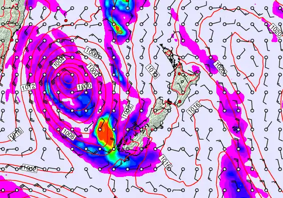 New Zealand forecast chart for Saturday, March 28th, 2026 at 6:00 PM
