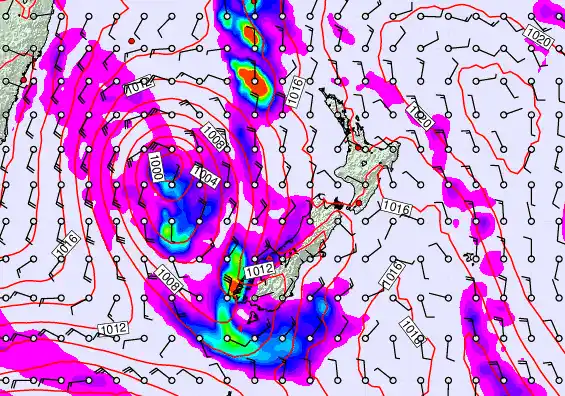 New Zealand forecast chart for Sunday, March 29th, 2026 at 12:00 AM