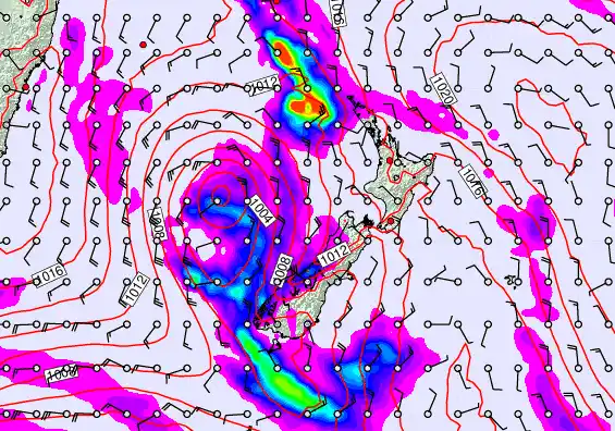 New Zealand forecast chart for Sunday, March 29th, 2026 at 6:00 AM