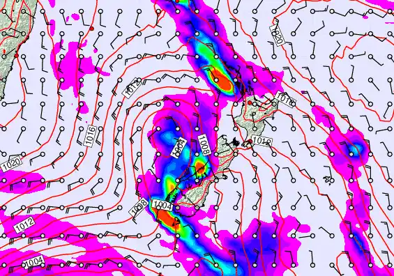 New Zealand forecast chart for Sunday, March 29th, 2026 at 12:00 PM