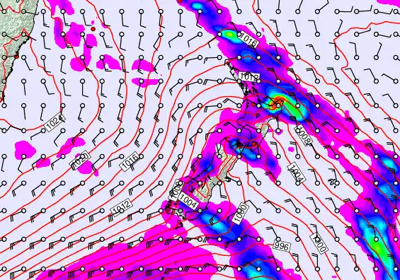 New Zealand forecast chart for Monday, March 30th, 2026 at 12:00 AM
