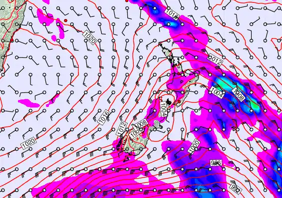 New Zealand forecast chart for Monday, March 30th, 2026 at 6:00 AM