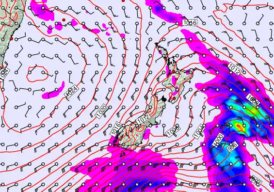 New Zealand forecast chart for Monday, March 30th, 2026 at 12:00 PM