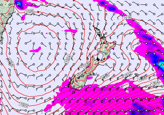 New Zealand forecast chart for Tuesday, March 31st, 2026 at 12:00 AM