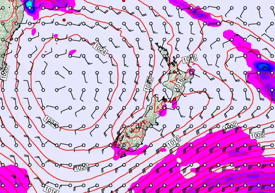 New Zealand forecast chart for Tuesday, March 31st, 2026 at 6:00 AM