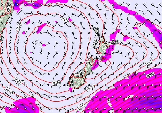 New Zealand forecast chart for Tuesday, March 31st, 2026 at 12:00 PM