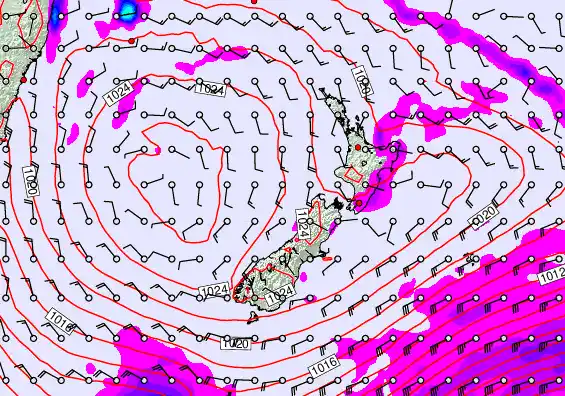 New Zealand forecast chart for Tuesday, March 31st, 2026 at 6:00 PM