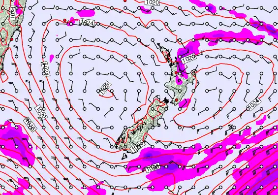 New Zealand forecast chart for Wednesday, April 1st, 2026 at 12:00 PM
