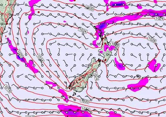 New Zealand forecast chart for Thursday, April 2nd, 2026 at 6:00 AM