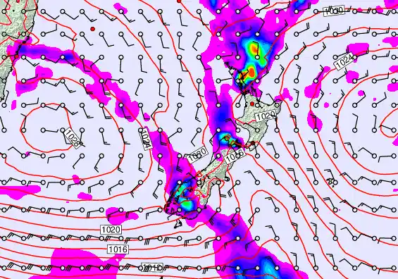 New Zealand forecast chart for Saturday, April 4th, 2026 at 12:00 AM