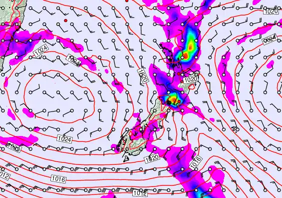 New Zealand forecast chart for Saturday, April 4th, 2026 at 6:00 AM