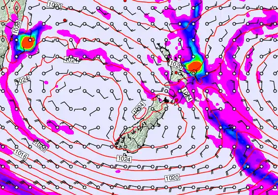 New Zealand forecast chart for Saturday, April 4th, 2026 at 6:00 PM