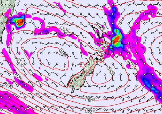 New Zealand forecast chart for Sunday, April 5th, 2026 at 12:00 AM