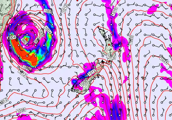 New Zealand forecast chart for Friday, March 27th, 2026 at 6:00 PM