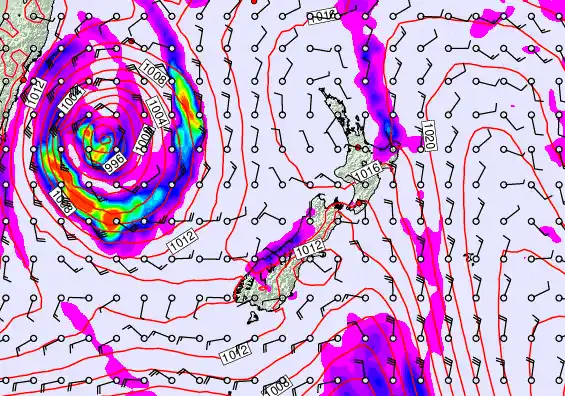 New Zealand forecast chart for Saturday, March 28th, 2026 at 12:00 AM