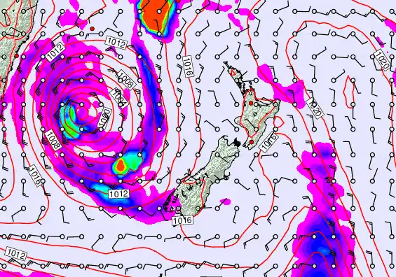 New Zealand forecast chart for Saturday, March 28th, 2026 at 12:00 PM