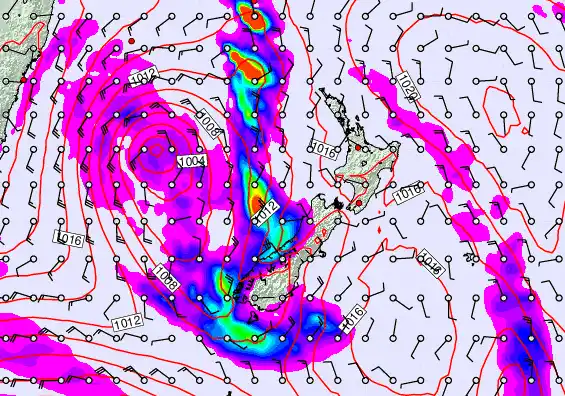 New Zealand forecast chart for Sunday, March 29th, 2026 at 12:00 AM