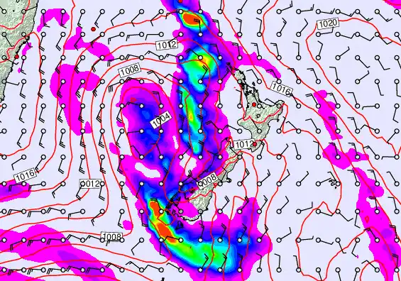New Zealand forecast chart for Sunday, March 29th, 2026 at 6:00 AM