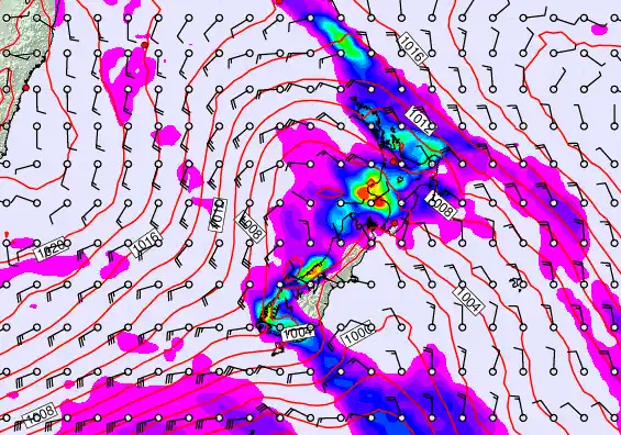 New Zealand forecast chart for Sunday, March 29th, 2026 at 6:00 PM