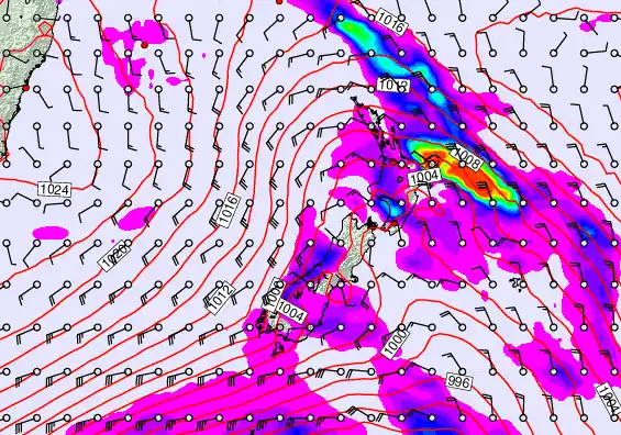 New Zealand forecast chart for Monday, March 30th, 2026 at 12:00 AM