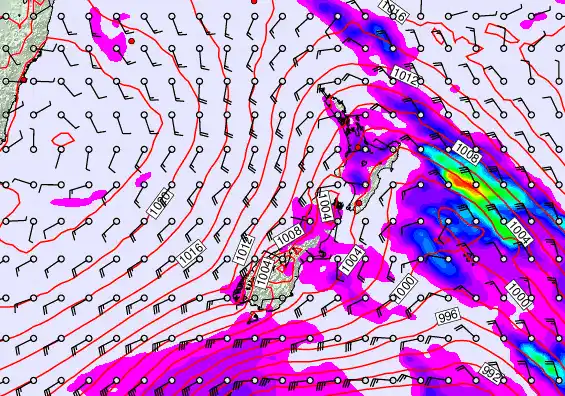 New Zealand forecast chart for Monday, March 30th, 2026 at 6:00 AM