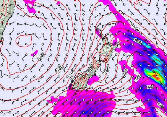New Zealand forecast chart for Monday, March 30th, 2026 at 12:00 PM
