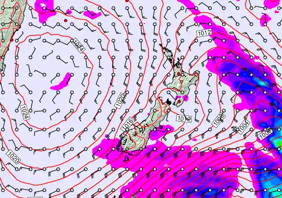 New Zealand forecast chart for Monday, March 30th, 2026 at 6:00 PM
