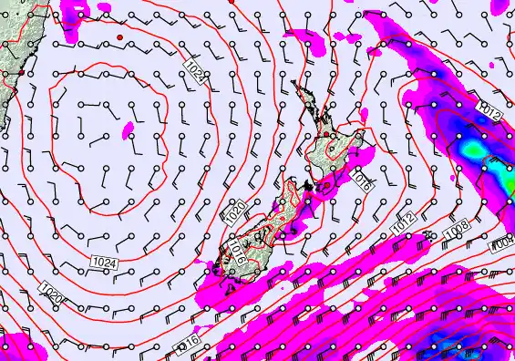 New Zealand forecast chart for Tuesday, March 31st, 2026 at 12:00 AM