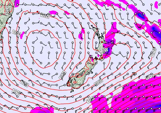 New Zealand forecast chart for Tuesday, March 31st, 2026 at 12:00 PM