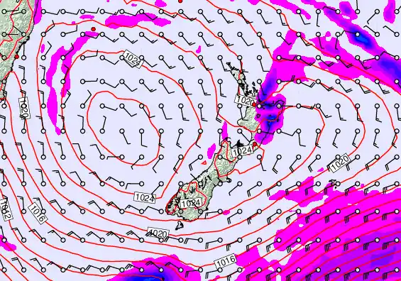 New Zealand forecast chart for Tuesday, March 31st, 2026 at 6:00 PM