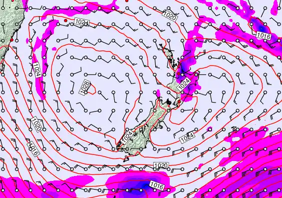 New Zealand forecast chart for Wednesday, April 1st, 2026 at 12:00 AM