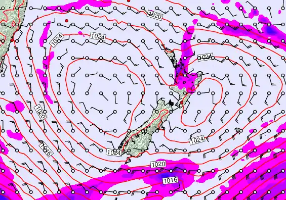 New Zealand forecast chart for Wednesday, April 1st, 2026 at 6:00 AM