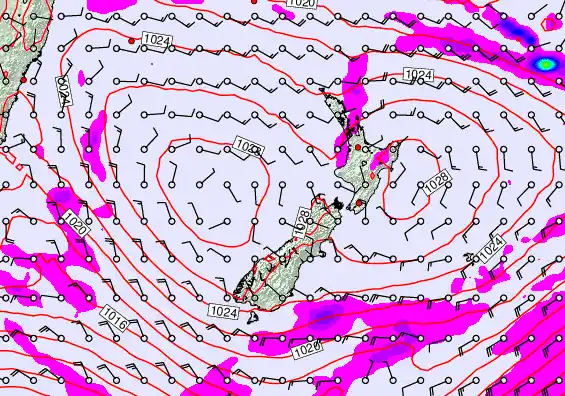 New Zealand forecast chart for Wednesday, April 1st, 2026 at 12:00 PM