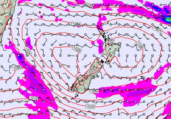 New Zealand forecast chart for Wednesday, April 1st, 2026 at 6:00 PM