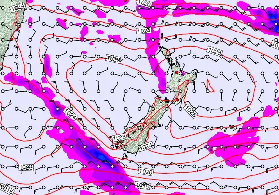New Zealand forecast chart for Thursday, April 2nd, 2026 at 12:00 AM