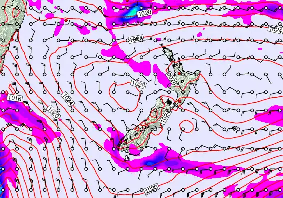New Zealand forecast chart for Thursday, April 2nd, 2026 at 6:00 PM