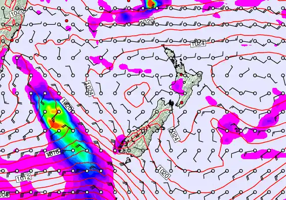 New Zealand forecast chart for Friday, April 3rd, 2026 at 6:00 AM