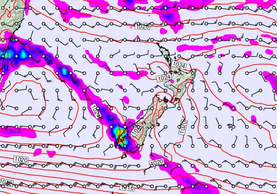 New Zealand forecast chart for Saturday, April 4th, 2026 at 12:00 AM