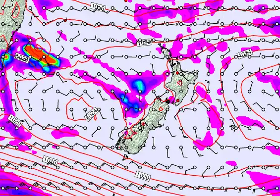 New Zealand forecast chart for Saturday, April 4th, 2026 at 6:00 PM