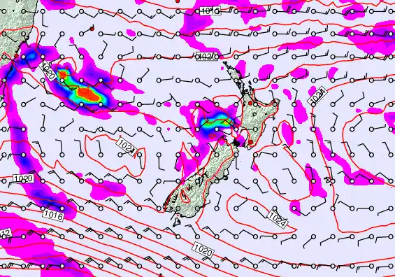 New Zealand forecast chart for Sunday, April 5th, 2026 at 12:00 AM