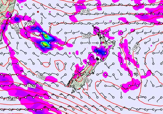New Zealand forecast chart for Sunday, April 5th, 2026 at 6:00 AM