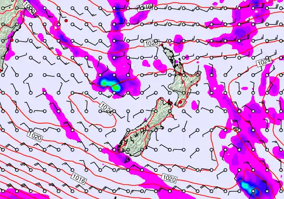 New Zealand forecast chart for Monday, April 6th, 2026 at 12:00 AM