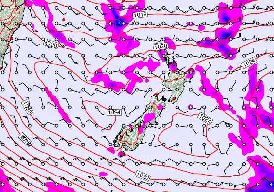 New Zealand forecast chart for Monday, April 6th, 2026 at 6:00 AM