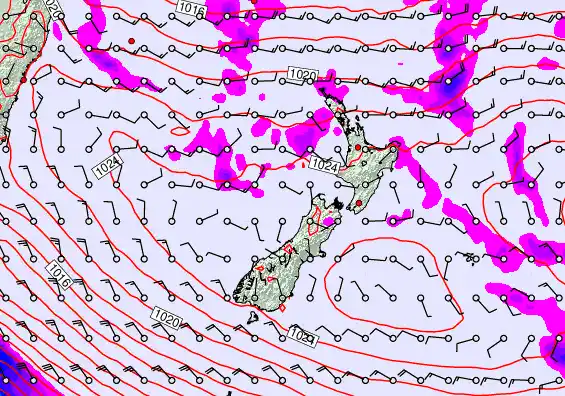 New Zealand forecast chart for Monday, April 6th, 2026 at 12:00 PM