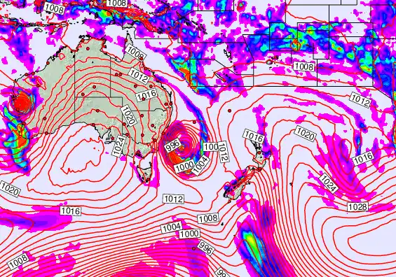 South West Pacific forecast chart for Friday, March 27th, 2026 at 6:00 PM