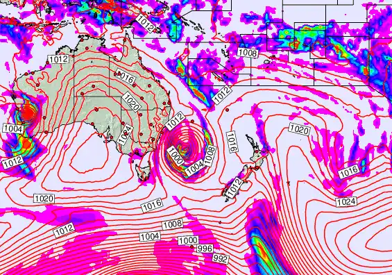 South West Pacific forecast chart for Saturday, March 28th, 2026 at 12:00 AM