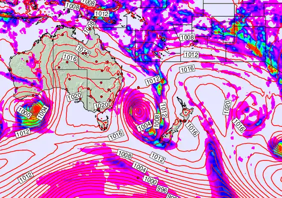 South West Pacific forecast chart for Saturday, March 28th, 2026 at 6:00 PM