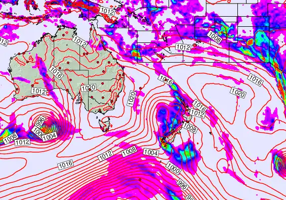 South West Pacific forecast chart for Sunday, March 29th, 2026 at 12:00 PM