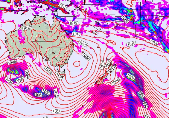 South West Pacific forecast chart for Monday, March 30th, 2026 at 12:00 PM